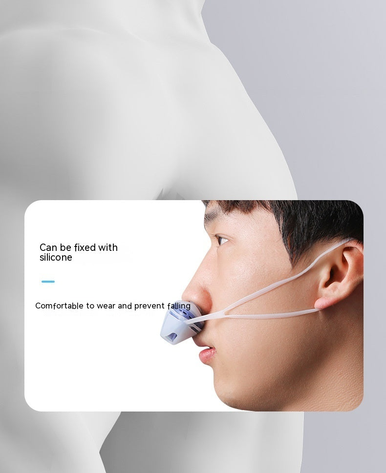 Anti-snore breathing brace worn on model