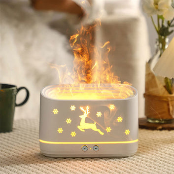 Elk Flame Humidifier Diffuser | Silent Atmosphere Lamp for Home & Christmas Decor